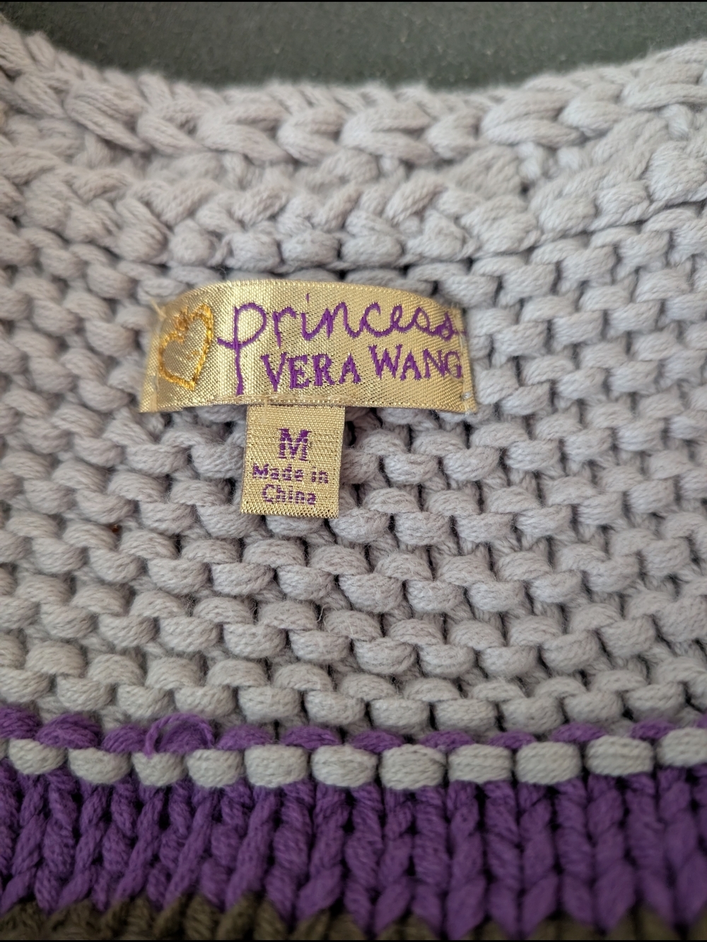Princess Vera Wang Womens Sweater Vest M Multicolor Striped Chunky Knit Tassel - Picture 3 of 4